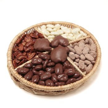 Divided Wicker Tray Gift Basket from Alamo Pecan & Coffee in San Saba, TX