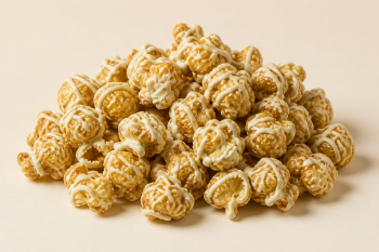 White Drizzled Caramel Popcorn from Alamo Pecan & Coffee in San Saba, TX